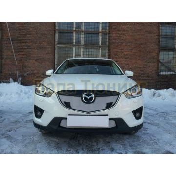 Защита радиатора Mazda CX-5 2012-2014 chrome с парктроником верх