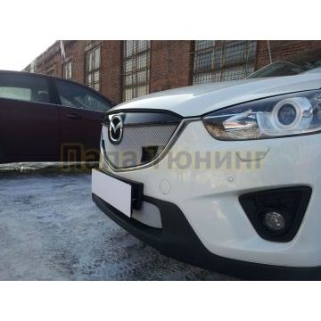 Защита радиатора Mazda CX-5 2012-2014 chrome с парктроником верх