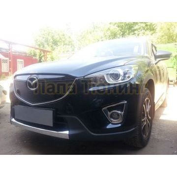 Защита радиатора Mazda CX-5 2012-2014 black с парктроником верх PREMIUM