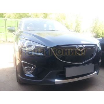 Защита радиатора Mazda CX-5 2012-2014 black с парктроником верх PREMIUM