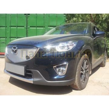 Защита радиатора Mazda CX-5 2012-2014 chrome с парктроником верх PREMIUM