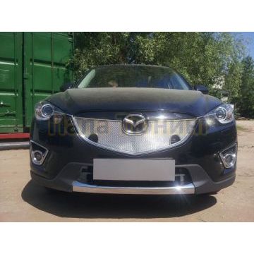 Защита радиатора Mazda CX-5 2012-2014 chrome с парктроником верх PREMIUM