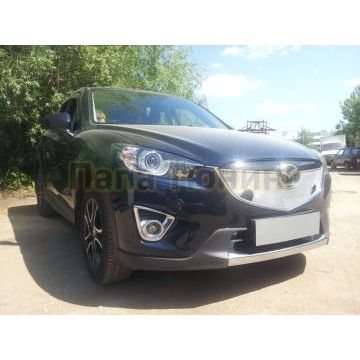 Защита радиатора Mazda CX-5 2012-2014 chrome с парктроником верх PREMIUM