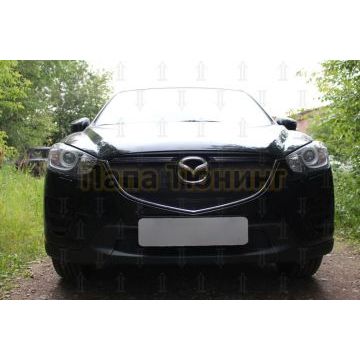 Защита радиатора Mazda CX-5 2015-2017 3D black с парктроником верх PREMIUM