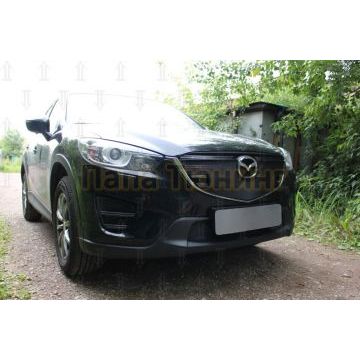 Защита радиатора Mazda CX-5 2015-2017 black с парктроником верх