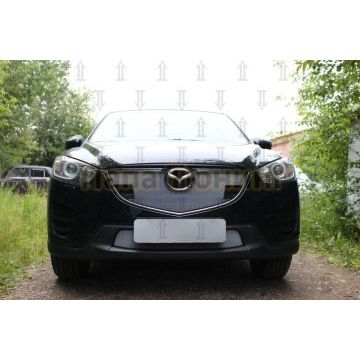 Защита радиатора Mazda CX-5 2015-2017 3D chrome с парктроником верх PREMIUM
