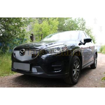 Защита радиатора Mazda CX-5 2015-2017 3D chrome с парктроником верх PREMIUM