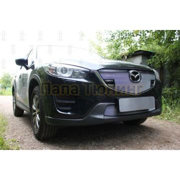 Защита радиатора Mazda CX-5 2015-2017 3D chrome с парктроником верх PREMIUM