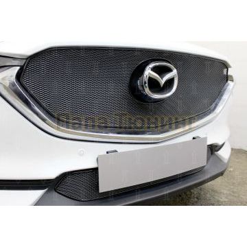 Защита радиатора Mazda CX-5 2017- 3D black верх PREMIUM