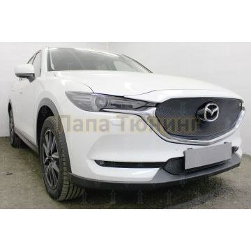 Защита радиатора Mazda CX-5 2017- 3D black верх PREMIUM