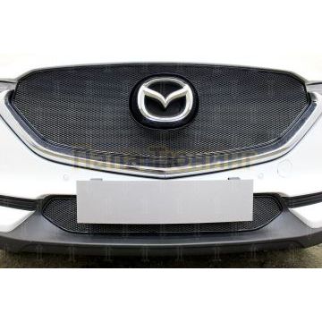 Защита радиатора Mazda CX-5 2017- 3D black верх PREMIUM