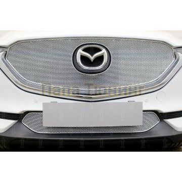 Защита радиатора Mazda CX-5 2017- 3D chrome верх PREMIUM