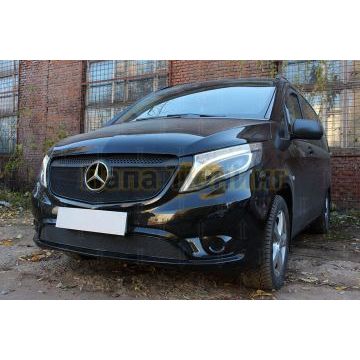Защита радиатора Mercedes-Benz Vito III (W447) 2014- black низ PREMIUM