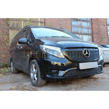 Защита радиатора Mercedes-Benz Vito III (W447) 2014- black низ PREMIUM