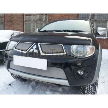 Защита радиатора Mitsubishi L200 2010-2013/Mitsubishi Pajero Sport 2008-2013 chrome низ