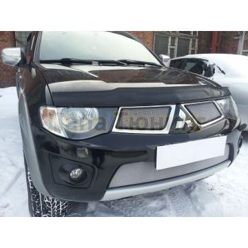 Защита радиатора Mitsubishi L200 2010-2013/Mitsubishi Pajero Sport 2008-2013 chrome низ