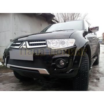 Защита радиатора Mitsubishi L200 2014-2015 (калуга)/Pajero Sport 2014-2016 (калуга) black
