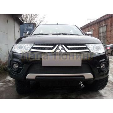 Защита радиатора Mitsubishi L200 2014-2015 (калуга)/Pajero Sport 2014-2016 (калуга) black