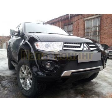 Защита радиатора Mitsubishi L200 2014-2015 (калуга)/Pajero Sport 2014-2016 (калуга) black