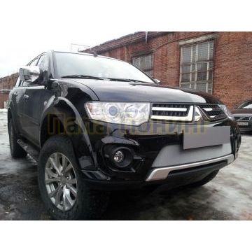 Защита радиатора Mitsubishi L200 2014-2015 (калуга)/Pajero Sport 2014-2016 (калуга) chrome