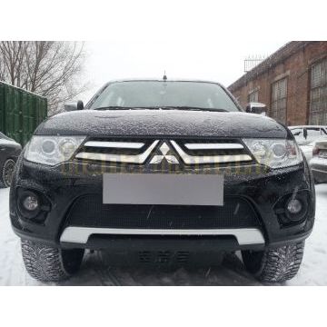 Защита радиатора Mitsubishi L200 2013-2015 (Калуга)/Pajero Sport 2013-2016 (Калуга) black PREMIUM