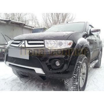Защита радиатора Mitsubishi L200 2013-2015 (Калуга)/Pajero Sport 2013-2016 (Калуга) black PREMIUM