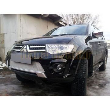 Защита радиатора Mitsubishi L200 2013-2015 (Калуга)/Pajero Sport 2013-2016 (Калуга) chrome PREMIUM