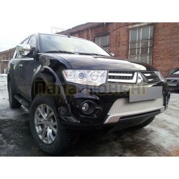 Защита радиатора Mitsubishi L200 2013-2015 (Калуга)/Pajero Sport 2013-2016 (Калуга) chrome PREMIUM