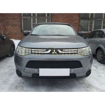 Защита радиатора Mitsubishi Outlander III 2012-2015 (2 части) black