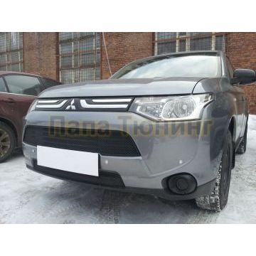 Защита радиатора Mitsubishi Outlander III 2012-2015 (2 части) black