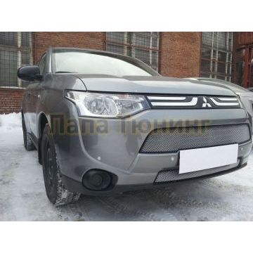 Защита радиатора Mitsubishi Outlander III 2012-2015 (2 части) chrome