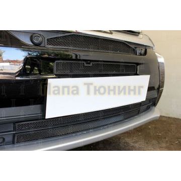 Защита радиатора Mitsubishi Outlander III 2015-2018 (4 части) black с парктроником и с камерой