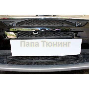 Защита радиатора Mitsubishi Outlander III 2015-2018 (4 части) black с парктроником и с камерой