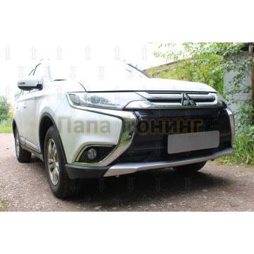 Защита радиатора Mitsubishi Outlander III 2015-2018 (3 части) black PREMIUM
