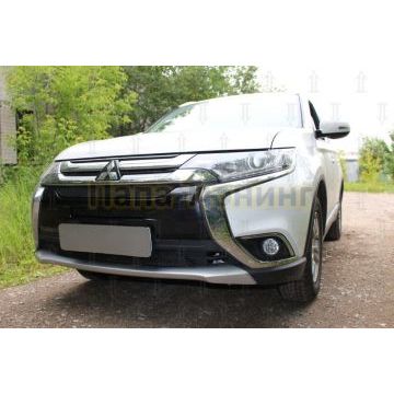 Защита радиатора Mitsubishi Outlander III 2015-2018 (3 части) black PREMIUM