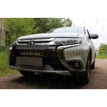 Защита радиатора Mitsubishi Outlander III 2015-2018 (3 части) chrome PREMIUM