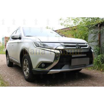 Защита радиатора Mitsubishi Outlander III 2015-2018 (3 части) chrome PREMIUM