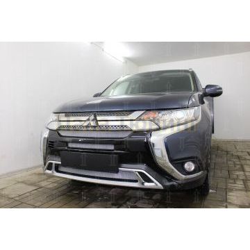 Защита радиатора Mitsubishi Outlander III 2018- (3 части) chrome с парктроником