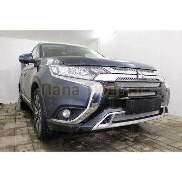 Защита радиатора Mitsubishi Outlander III 2018- (3 части) chrome с парктроником