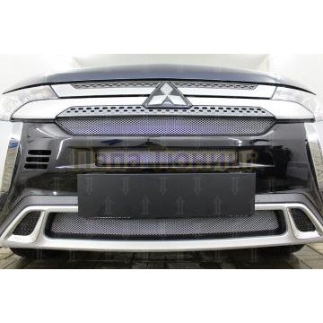 Защита радиатора Mitsubishi Outlander III 2018- (3 части) chrome с парктроником
