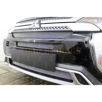 Защита радиатора Mitsubishi Outlander III 2018- (3 части) chrome с парктроником