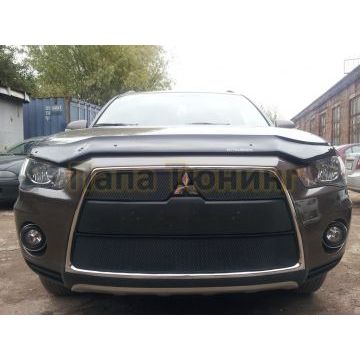 Защита радиатора Mitsubishi Outlander XL 2010-2012 (3 части) black