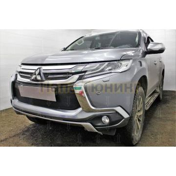 Защита радиатора Mitsubishi Pajero Sport III 2016-2021 black низ с парктроником