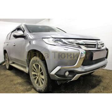 Защита радиатора Mitsubishi Pajero Sport III 2016-2021 black низ с парктроником