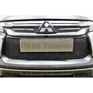 Защита радиатора Mitsubishi Pajero Sport III 2016-2021 black низ с парктроником