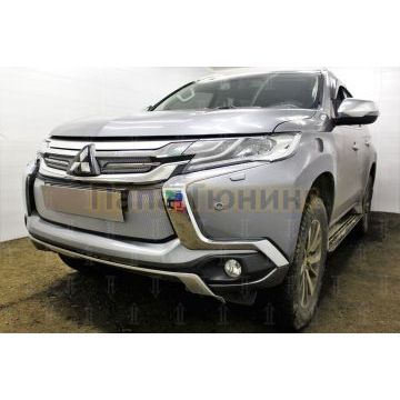 Защита радиатора Mitsubishi Pajero Sport III 2016- 2021 хром низ с парктроником