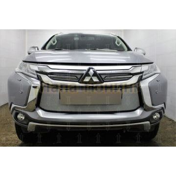 Защита радиатора Mitsubishi Pajero Sport III 2016- 2021 хром низ с парктроником