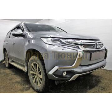 Защита радиатора Mitsubishi Pajero Sport III 2016- 2021 хром низ с парктроником