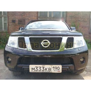 Защита радиатора Nissan Pathfinder (NAVARA) 2012-2014 black верх PREMIUM