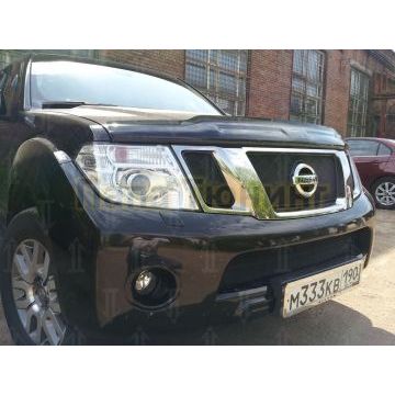Защита радиатора Nissan Pathfinder (NAVARA) 2012-2014 black верх PREMIUM